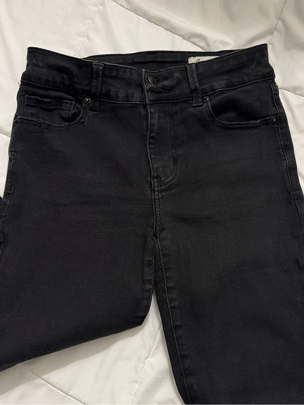 Cosmic Blue Love Black Bootcut Jeans Size 27 Raw Hem